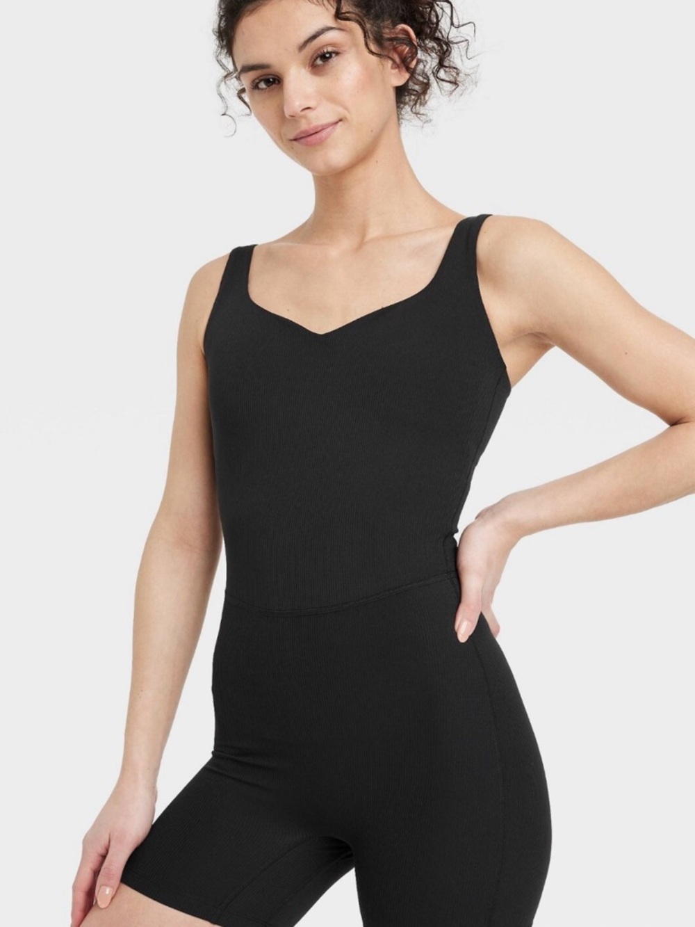 all in motion Black Ribbed Tank Romper